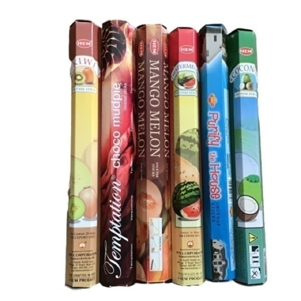 Lot bundle of six hem, padmini, sac incense packs